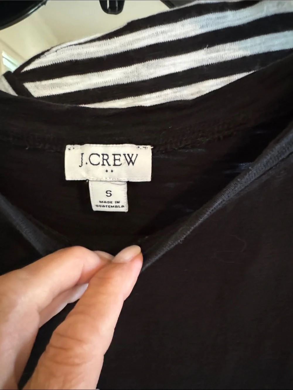 2 J. Crew Tie-Front Tunic Dress in Black and Black/White Stripe